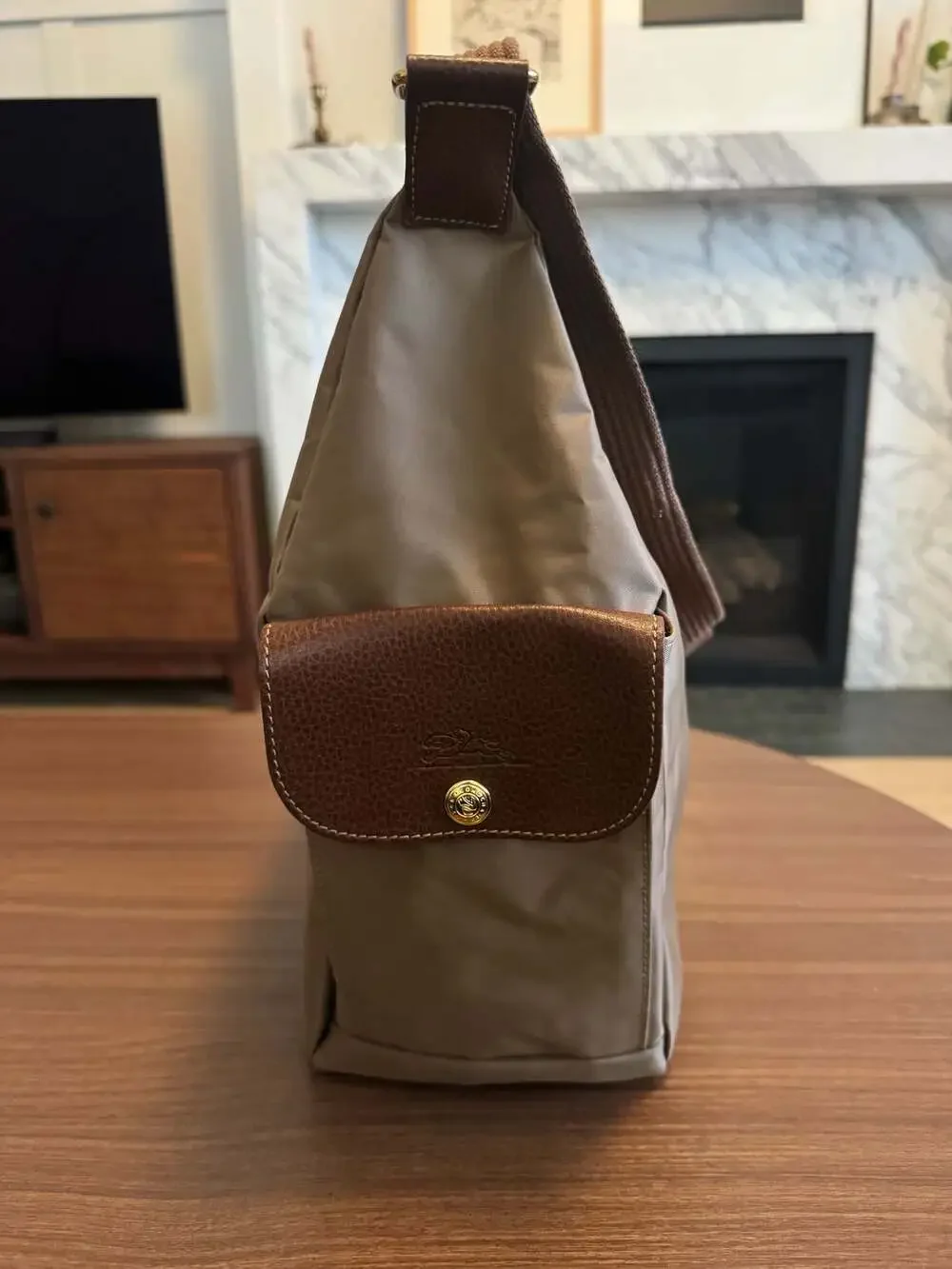 Longchamp Nylon and Leather Trimmed Shoulder Hobo Bag